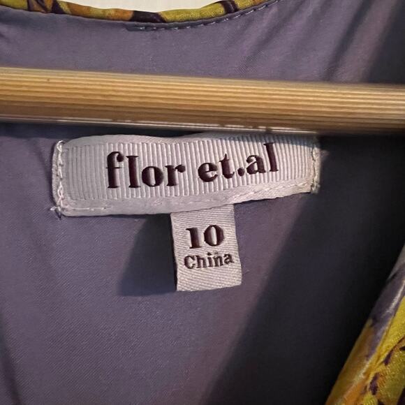 FLOR ET.AL Women's Morelias Printed Floral Chiffon Dress Lilac 10 - Picture 7 of 7